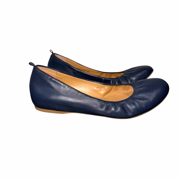 J.Crew Cece Navy Leather Round Toe Slip on Ballet Flat Made in Italy Size 8.5 - Picture 8 of 9